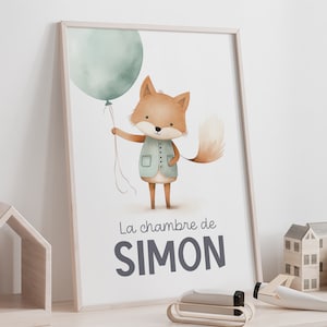 Personalisiertes Baby-Fuchs-Poster für Kinderzimmer, Tierposter mit Vornamen