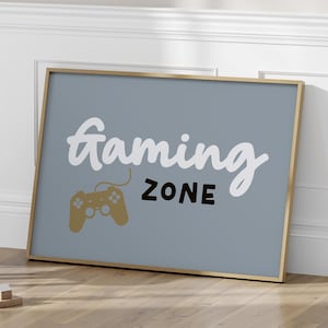 Poster Gaming Zone per bambini, poster orizzontale in stile retrò per lo spazio dei videogiochi