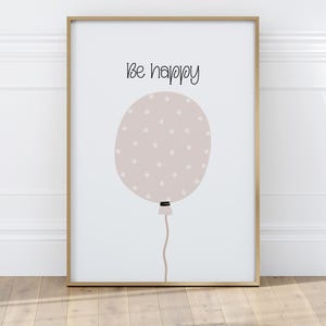 Rosa Beige Polka Dot Ballon Poster für Kinder, Babyzimmer Wanddekoration