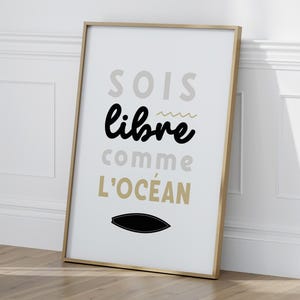 Sii libero come l'oceano, poster, arte murale francese per la cameretta dei bambini