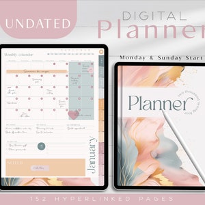 Digital Planner for iPad - Goodnotes Planner - Totally Hyperlinked for easy use - Sunday & Monday Start