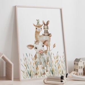 Landtier-Poster, Kinderzimmer-Wandkunst mit Bauernhof-Thema
