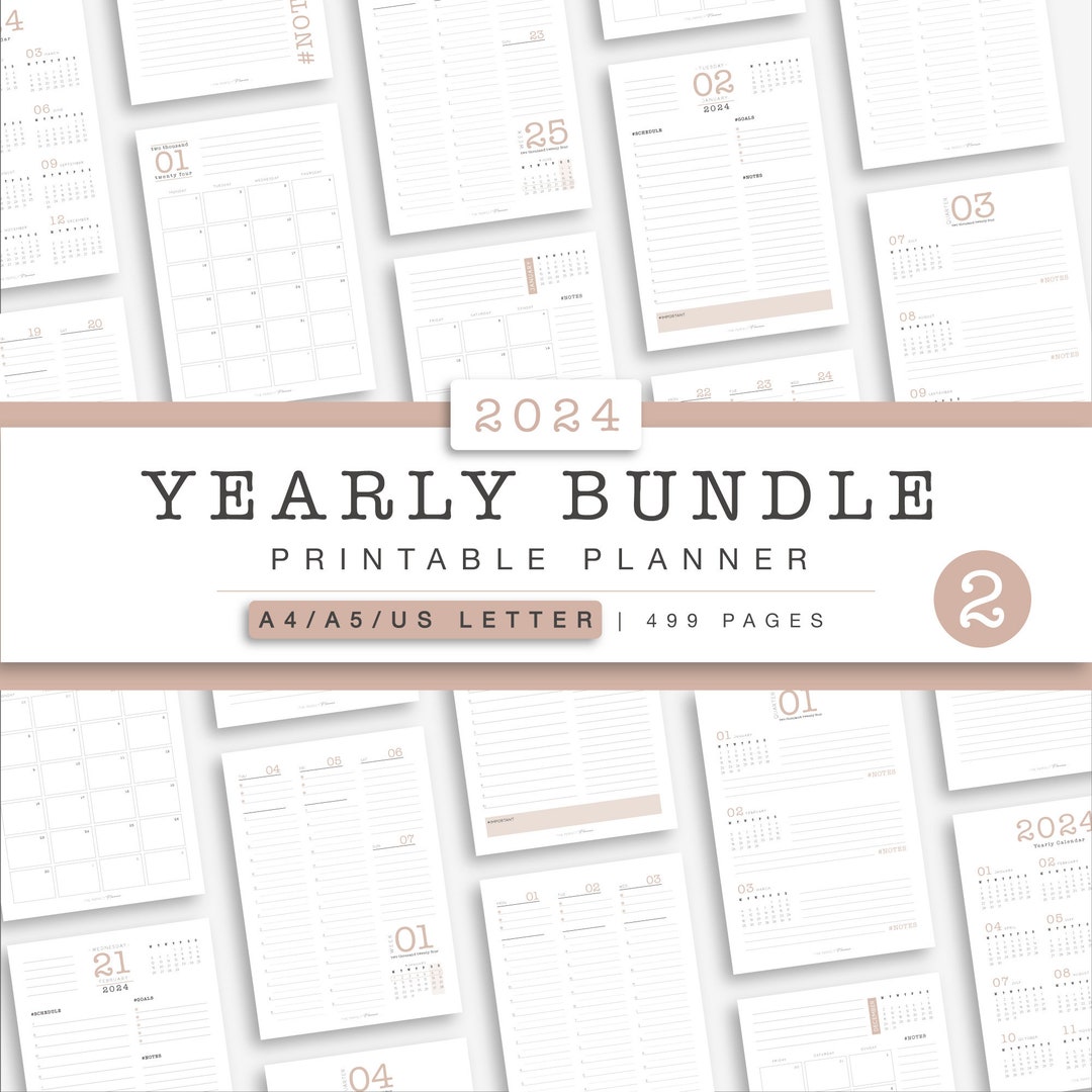 Printable Planner Bundle 2024 Complete Agenda A5 Refill Year, Quarter, Month, Week and Day - Etsy