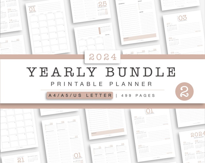Printable Planner Bundle 2024 - Complete Agenda A5 Refill - Year ...