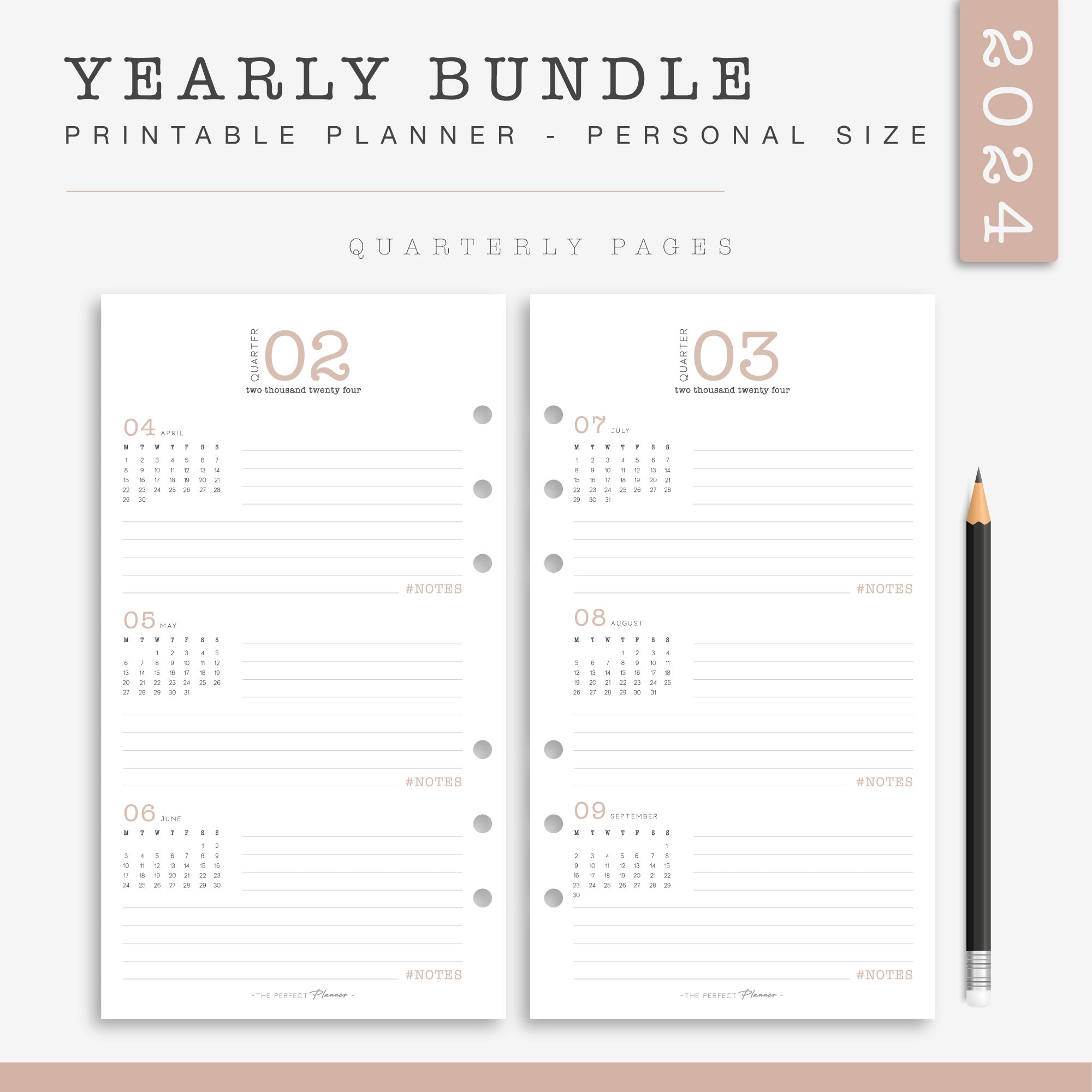 Set Personal Planner 2024 Complete Printable Agenda Personal Refill Year, Quarter, Month, Week ...