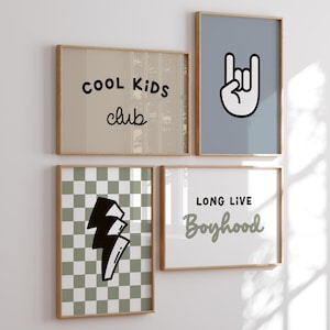 Illustrations rétros pour chambre d'enfants, décoration tendance et rock pour petit garçon