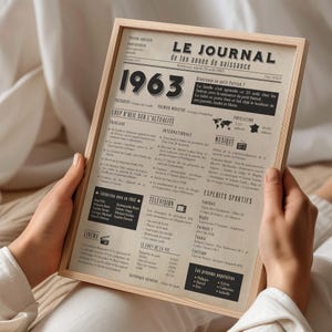 Póster de 1963, póster de periódico de nacimiento personalizado, regalo de cumpleaños número 62