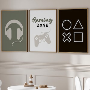 Carteles retro de juegos de color caqui para niños, decoración moderna para la habitación del niño