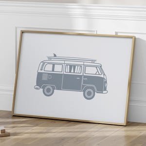 Poster retrò con furgone surfista, decorazione da parete orizzontale per la cameretta dei bambini