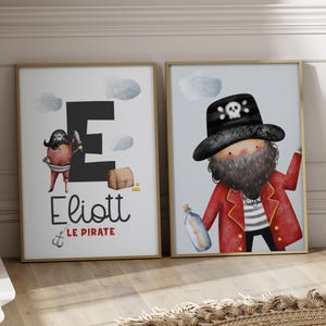 Personalisierte Piratenposter, Korsaren-Wandkunst für Kinder, Kinderzimmerdeko