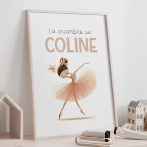 Poster personalizzato della piccola ballerina per la camera della ragazza, poster rosa della ballerina con il nome