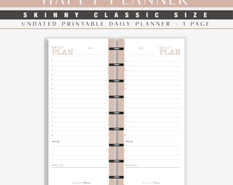 Skinny Classic Happy Planner Printable Refill - Day on 1 Page Minimalist Discbound Planner - Printable Daily Schedule