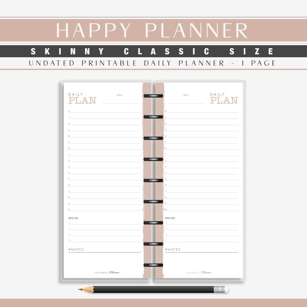 Skinny Classic Happy Planner Printable Refill - Day on 1 Page Minimalist Discbound Planner - Printable Daily Schedule