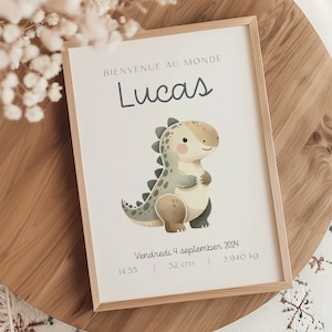 Cartel de dinosaurio personalizado para recién nacido, arte de pared de dinosaurio para el nacimiento de un niño, regalo de bebé