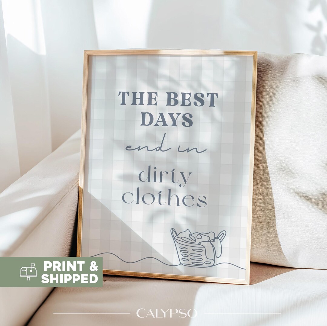 Laundry Room Poster in English, Gingham Style, Modern Laundry Room ...
