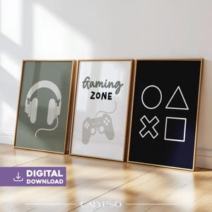 Retro-Khaki-Gaming-Digitalposter für Kinder