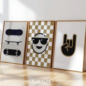 Poster retrò di skateboard per bambini, decorazioni divertenti per le camerette dei ragazzi