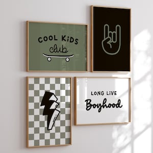 Snygg grön och svart skateboardposters för barn, cool barnklubbsdekoration