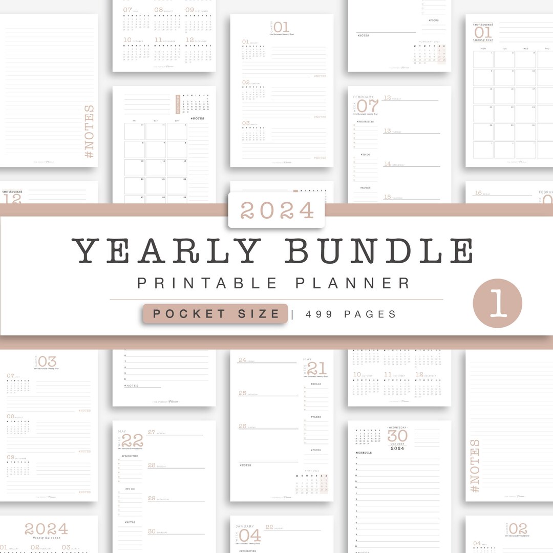 Pocket Planner 2024 Bundle Complete Printable Pocket Agenda Refill Year