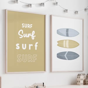Illustrazioni di surf per bambini, decorazione della camera da letto in riva al mare
