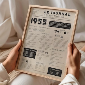 Póster de 1955, póster de periódico de nacimiento personalizado, regalo de 70 cumpleaños