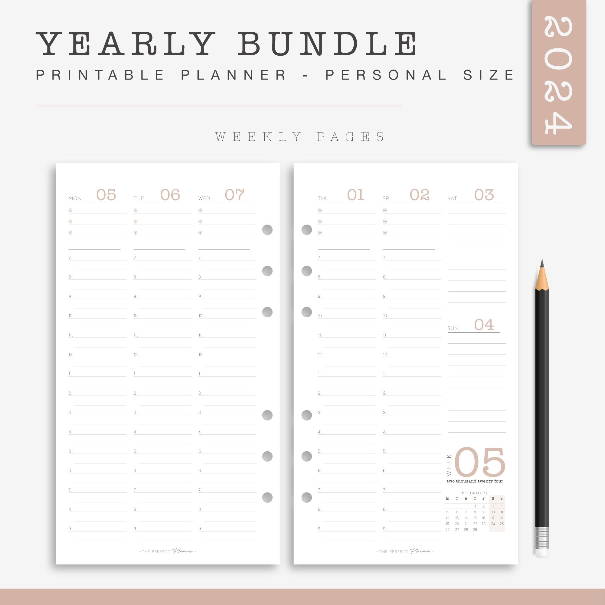 Set Personal Planner 2024 Complete Printable Agenda Personal Refill Year, Quarter, Month, Week ...
