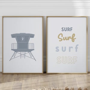 Illustrazioni di surf 2 stampe, decorazione per camera da letto in stile marinaro