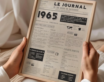 1965 poster, personalized birth newspaper poster, 60th birthday gift