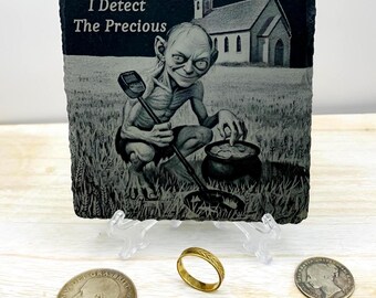 Personalised Metal Detecting Slate Coaster: I Detect The Precious Metal Detectorist Gift.