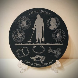 Novelty metal detecting detectorist gift present, personalised metal detecting design slate coaster, gift for dad brother,