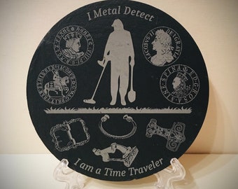 Round Slate Drinks Coaster. Tudor Hammered Coins, Metal Detectorist Gift, Metal Detecting, The Tudors, Henry VIII 8th, Elizabeth 1st,