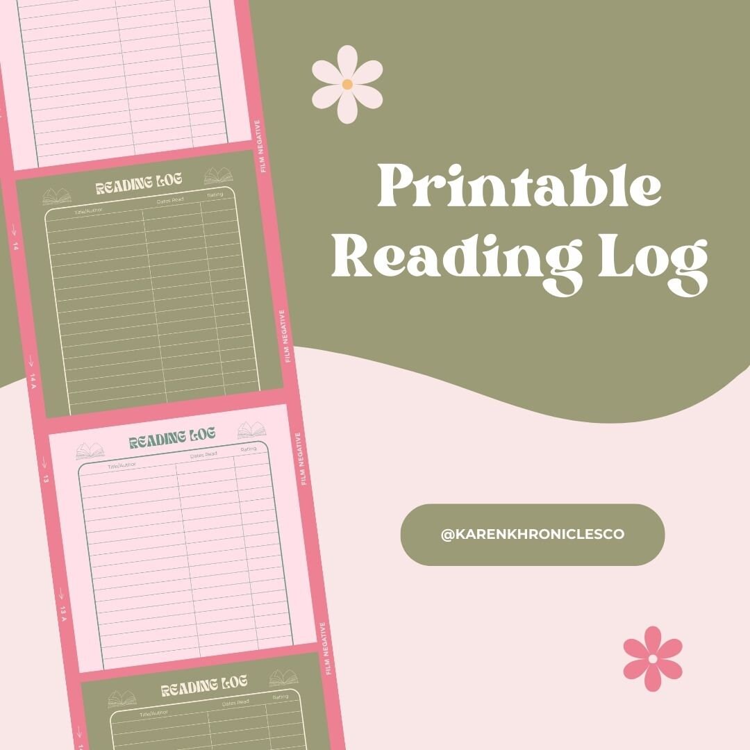 Printable Reading Log | Color Reading Log | Digital Reading Log ...