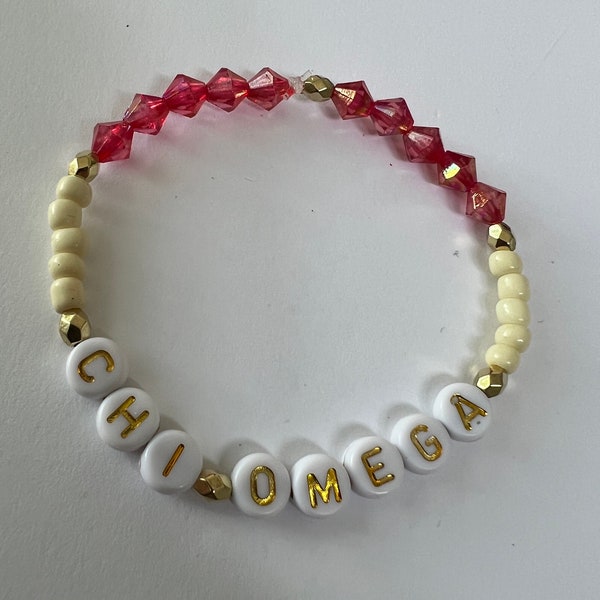 Chi Omega Sorority Beaded Friendship Bracelet | XO, Chi O, Sorority, Sisters