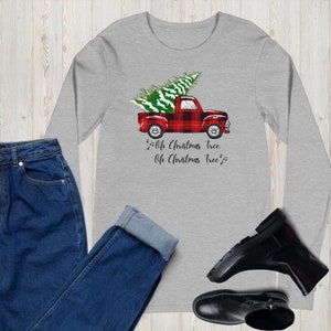 Roter LKW Weihnachtsbaum Shirt: Vintages Feiertags-T-Stück