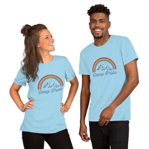 Camp Pride Unisex Tee: Rainbow Mountain Graphic, Soft Cotton