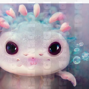 Baby Axolotl PNG Cute Graphics ClipArt Digital Cute Axolotl Art For Commercial Use