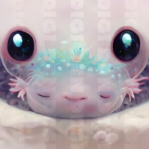 Baby Axolotl PNG Cute Graphics ClipArt Digital Cute Axolotl Art For Commercial Use