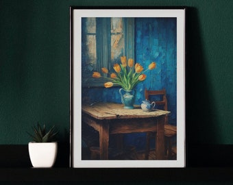 Van Gogh Style Orange Tulips Printable Painting