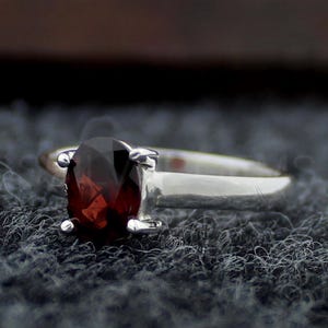 Red Garnet Ring, 925 Sterling Silver Ring, Garnet Silver Ring, Gift For Her, Handmade Christmas Gift, Christmas Gift, Wedding Women Ring