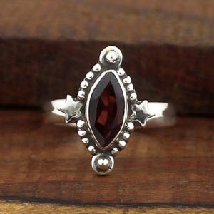 Red Garnet Ring, 925 Sterling Silver Ring, Garnet Silver Ring, Gift For Her, Handmade Christmas Gift, Christmas Gift, Wedding Women Ring