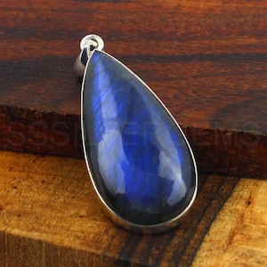 Blauer Labradorit Anhänger, 925 Sterling Silber Anhänger, natürlicher Labradorit, Edelstein Anhänger, Labradorit Schmuck, handgemachter Anhänger