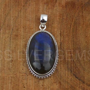 Pendentif labradorite bleue 925 pendentif en argent sterling fait main labradorite pendentif en pierres précieuses cadeau maman bijoux en argent pendentifs de créateur