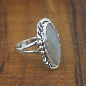 Gray Faceted Moonstone Sterling Silver Ring Stunning Elegant Oval Ring | Moonstone Ring | Elegant Ring | Birthstone Ring | June Birthday