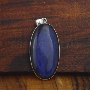 Blau Labradorit Anhänger 925 Sterling Silber Anhänger Handmade Labradorit Edelstein Anhänger Geschenk Mom Schmuck Silber bazel Anhänger