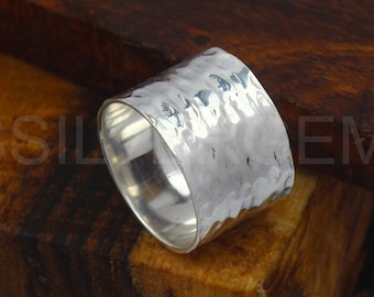Hammered Ring Wedding Ring, 925 Silver band Ring, wide ring, Wide band ring, Bohemian Ring, chunky silver Ring, Anniversary Ring, Thumb Ring