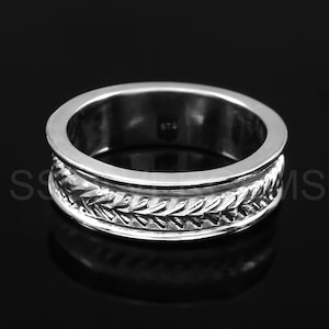 Designer Band Ring, 925 Sterling Silver Band, Band Ring, Comfort Fit Wedding Band, Men&#39;s Ladies Gift, Wedding Band Promise