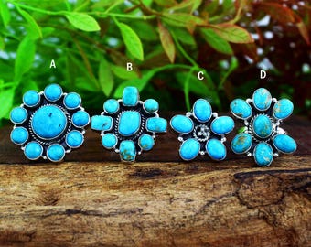American Kingman Turquoise Ring 925 Sterling Silver Handmade Ring, Western Style Jewelry, Gift for mom
