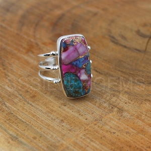 Natural Pink Oyster Turquoise Ring, 925 Sterling Silver Ring, Pink Oyster Turquoise Ring, Handmade Ring, Turquoise Ring