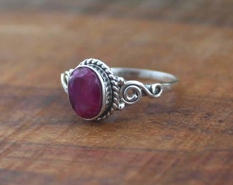 Red Ruby Ring 925 Sterling Silver Ring Oval Gemstone Women Ring Statement Ring  Anniversary Ring Handmade Design Jewelry For Gift