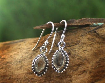 Raw Herkimer Diamond Earrings, 925 Sterling Silver Earrings, Uncut Gemstone Earring, Handmade  earrings, Statement Earrings, Gift For her